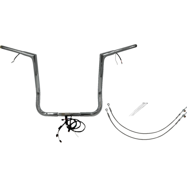 (image for) Pre-Wired EZ Install 1 1/4" Flat Top Handlebar Chrome 16" Rise