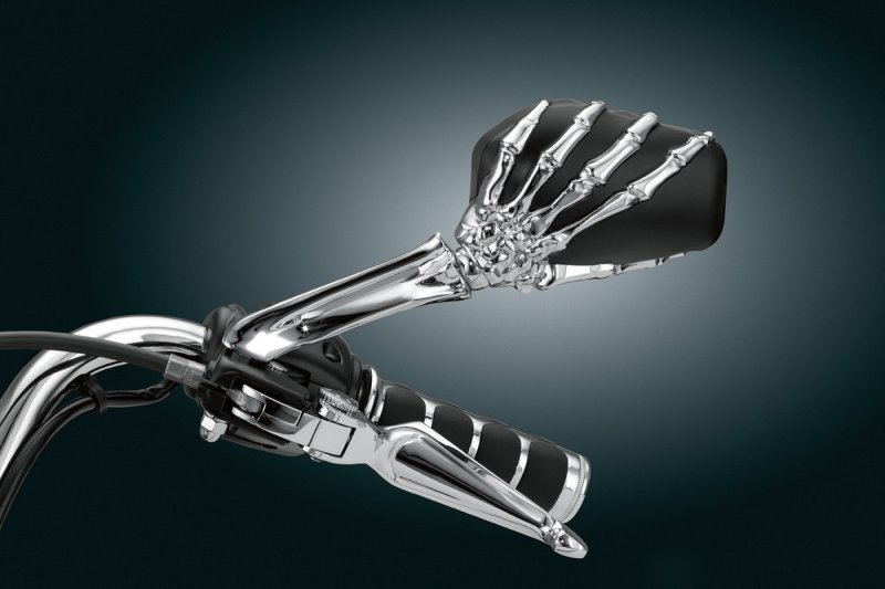 (image for) Skeleton Hand Mirror - Black/Chrome