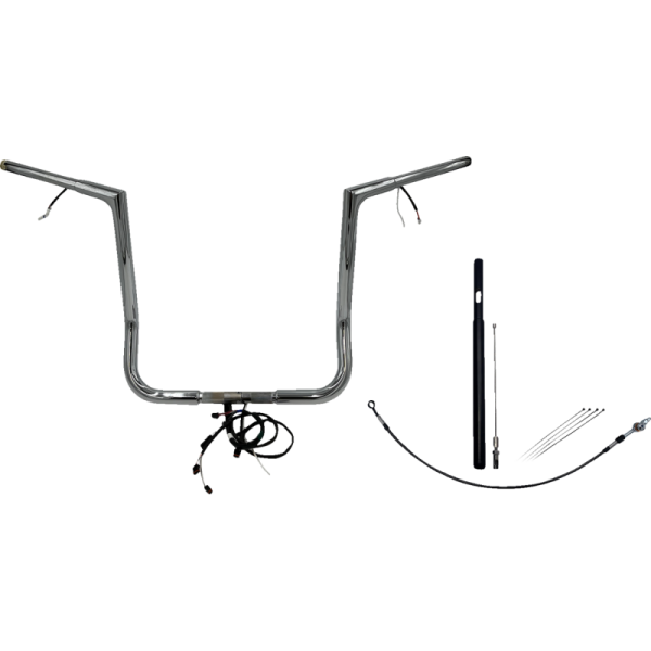 (image for) Pre-Wired EZ Install 1 1/4" Flat Top Handlebar Chrome 16" Rise