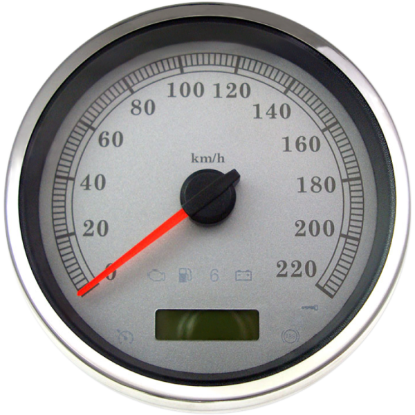 (image for) Drag Specialties 5" Programmable Speedometer Silver Face