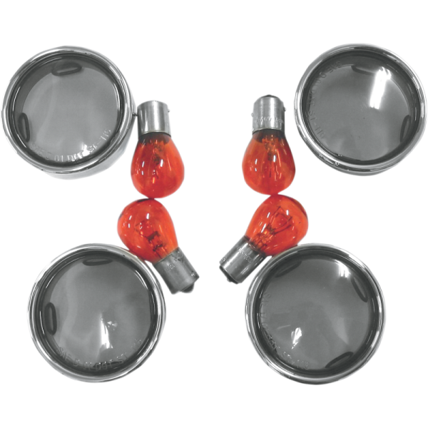 Drag Specialties Smoke Turn Signal Lens Kit with Chrome Trim Rings