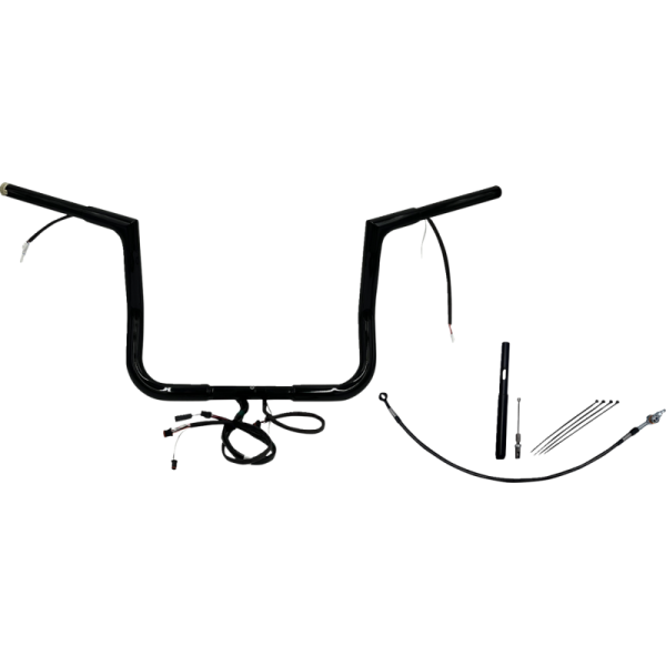 (image for) Pre-Wired EZ Install 1 1/4" Flat Top Handlebar Gloss Black 12" Rise