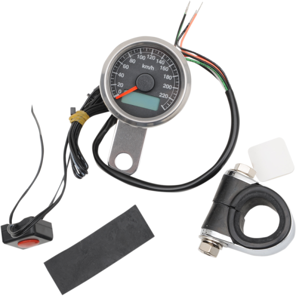 (image for) Drag Specialties Mini Electronic Speedometer 1.87" Polished/Black