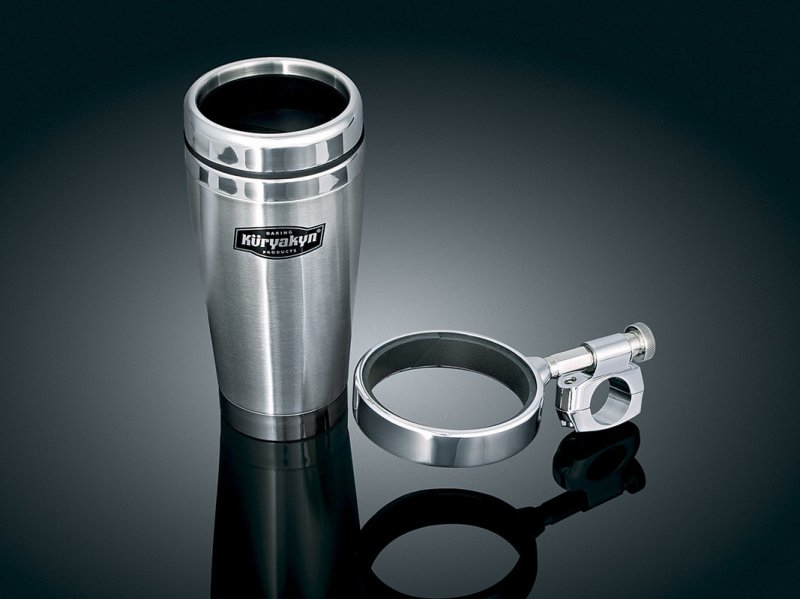 (image for) Universal Handlebar Mount with 12 oz. Stainless Steel Mug for 1" Handlebars, Chrome