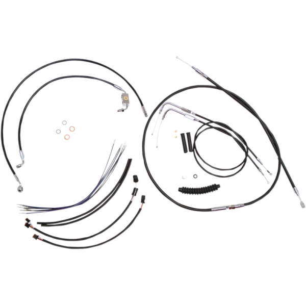 (image for) MAGNUM XR Black w/ Chrome Fittings DOT Handlebar Installation Kit, 15"-17" Apes