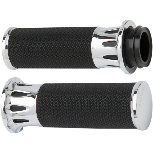(image for) Arlen Ness Fusion Deep Cut Grips - Chrome - 99-17 Twin Cam