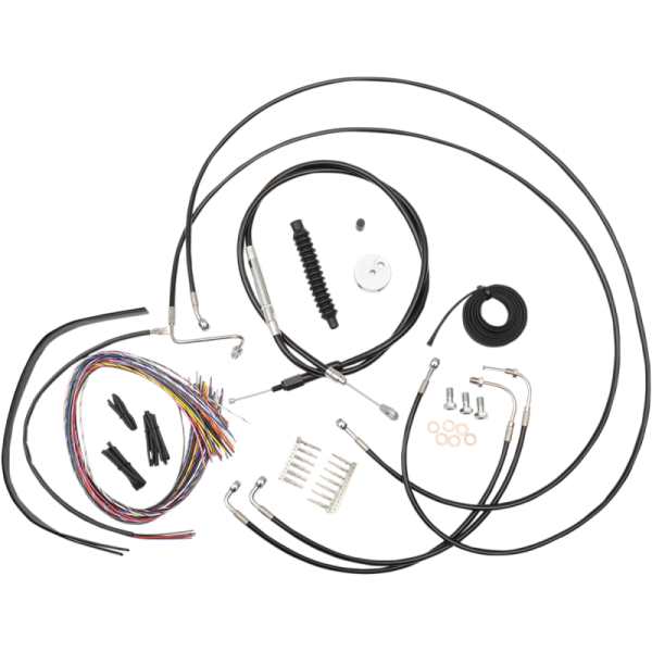 (image for) LA Choppers Black Vinyl/Stainless Braided Complete Kit for 08-13 Dresser w/ ABS (12-14in.)