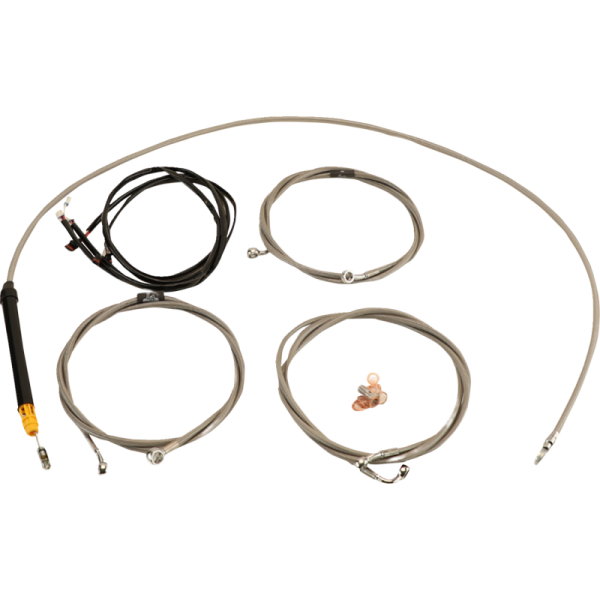 (image for) LA Choppers Plug-and-Play Complete Cable Kit, Stainless Braided, 12"-14" Handlebars