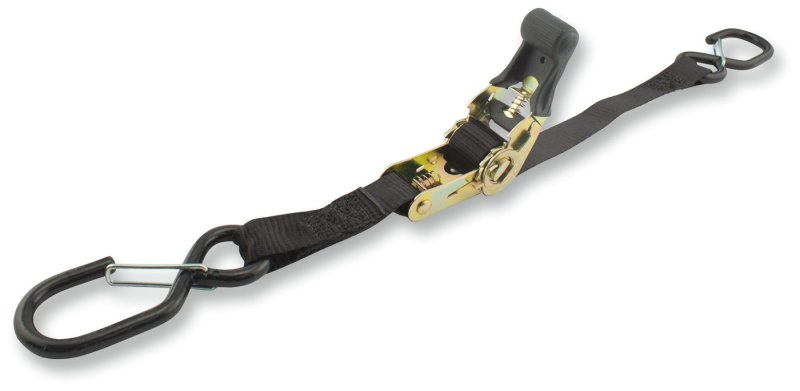 (image for) Erickson Medium-Duty Ratchet Tie-Downs with Safety Clip Hooks, 1" x 6', Black