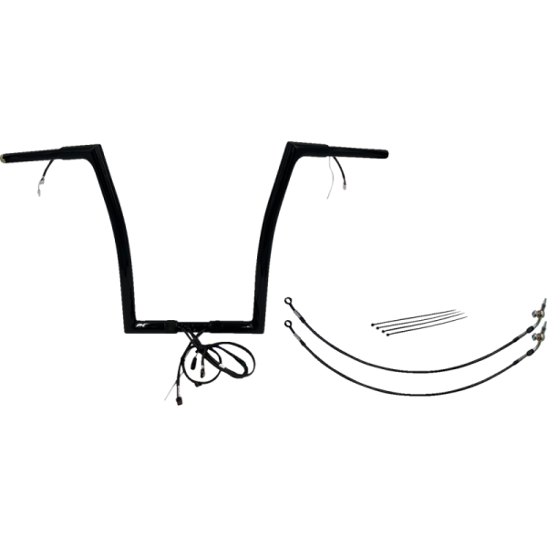 (image for) Pre-Wired EZ Install 1 1/4" Flat Top Handlebar Gloss Black 16" Rise