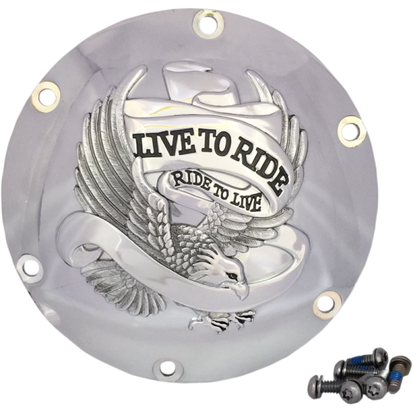 (image for) "Live To Ride" Derby Cover, Chrome