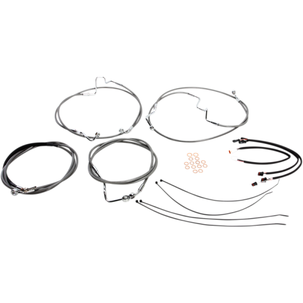 (image for) XR Stainless w/ Chrome Fittings DOT Handlebar Installation Kit, 12"-14" Apes