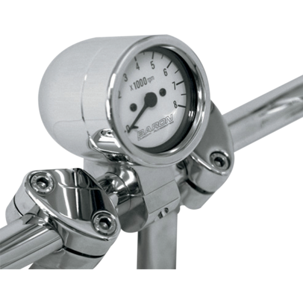 (image for) 3" Bullet Tachometer Chrome w/ White Face