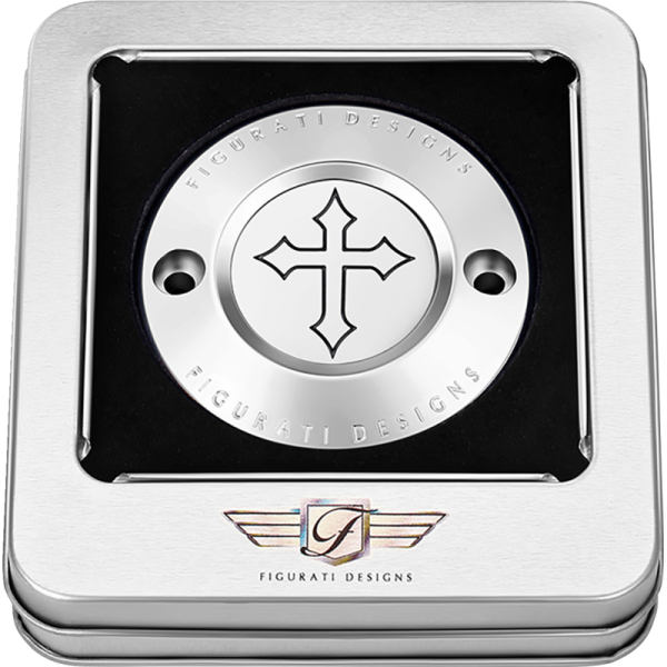 (image for) FIGURATI DESIGNS Timing Cover Mirror polished w/ cross