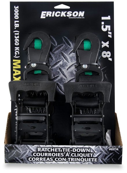 (image for) Erickson 3000 lbs. Ratcheting Tie-Down Straps (2 pk.)