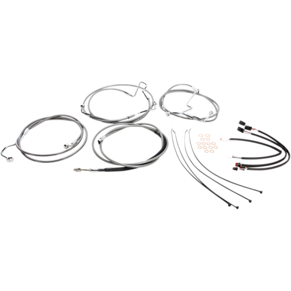 (image for) XR Stainless w/ Chrome Fittings DOT Handlebar Installation Kit, 12"-14" Apes