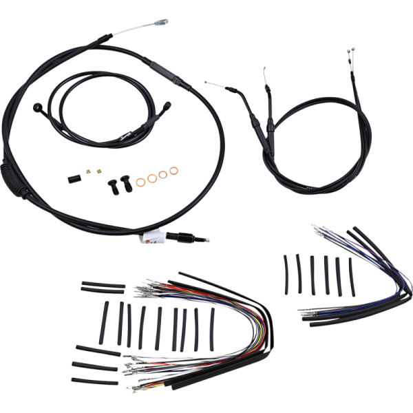 (image for) Burly Brand Black Handlebar Cable/Line Install Kit, For 12" Ape hanger bar