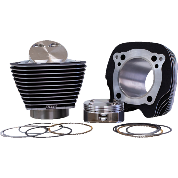 (image for) S&S CYCLE S&S 129" Big Bore Kit - Wrinkle Black, Highlighted Fins