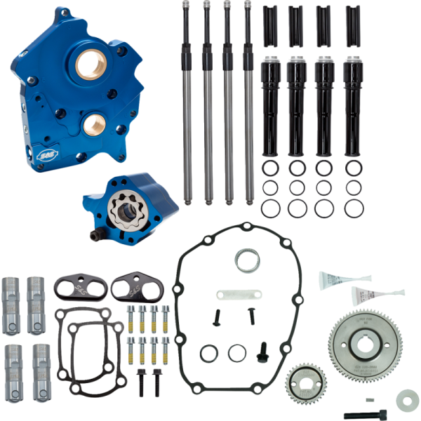 (image for) S&S CYCLE S&S Gear Drive Cam Chest Kit Without Cams, w/ Gloss Black Pushrod Tubes