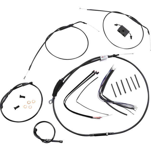 (image for) Burly Brand Black Handlebar Cable/Line Install Kit, For 12" Ape hanger bar