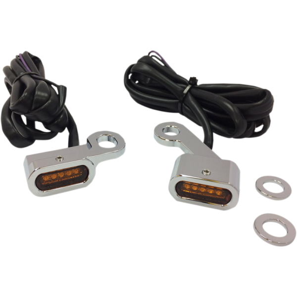 (image for) Drag Specialties LED Handlebar Marker Lights Chrome/Amber