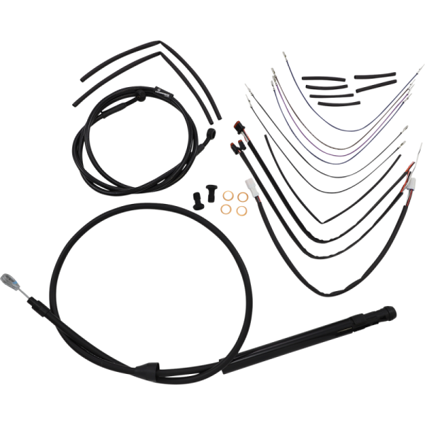 (image for) Burly Brand Black Handlebar Cable/Line Install Kit, For 14" Ape hanger bar