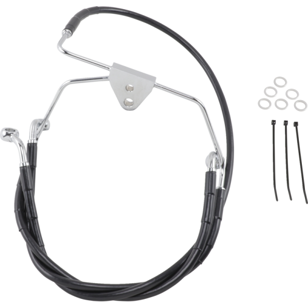 (image for) Black Vinyl-Coated Stainless Steel Front Brake Line Kit, +4" Ext