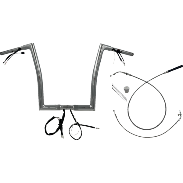 (image for) FAT BAGGERS INC Chrome 14" Flat Top Handlebar Kit