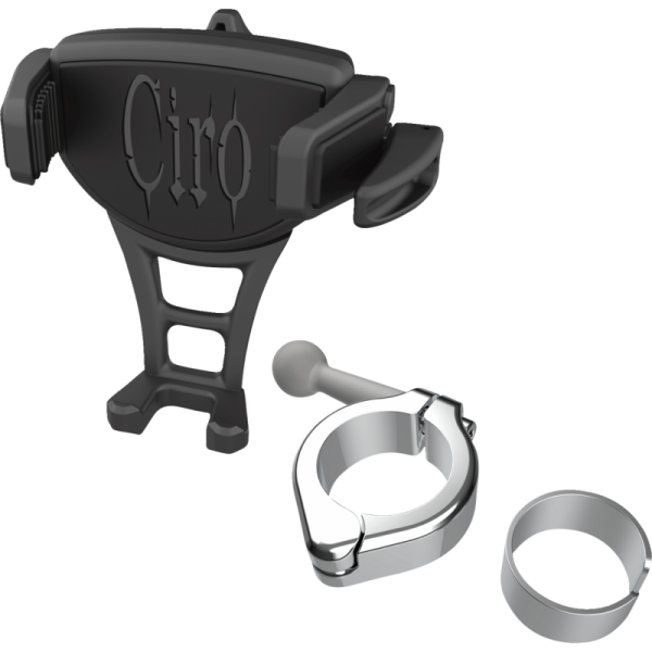 (image for) CIRO LLC Constrictor Phone Holder - Black w/ Chrome 1 1/8” or 1 1/4” Aluminum Clamp
