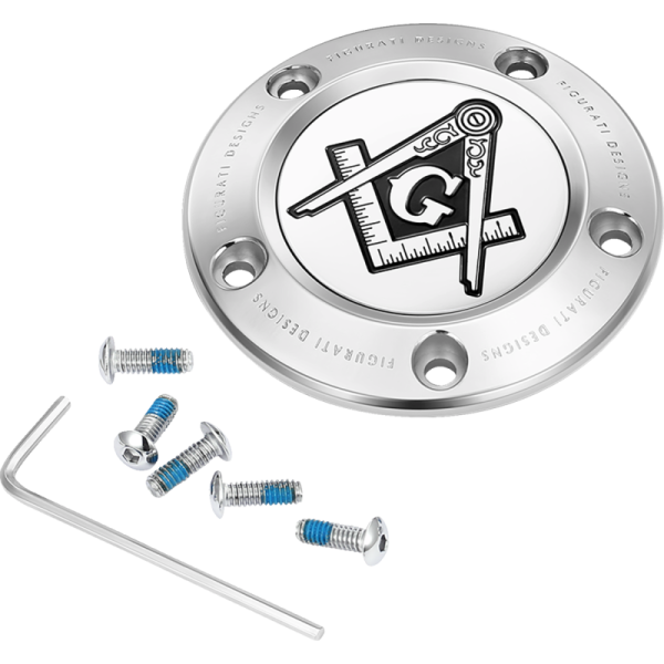(image for) FIGURATI DESIGNS Timing Cover Mirror polished w/ Masonic emblem