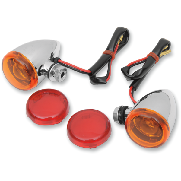 (image for) Drag Specialties Mini Deuce Marker Light - Chrome, Lights w/ amber/red lenses (bolt mount)