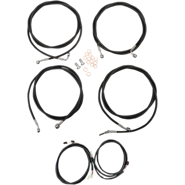 (image for) LA Choppers Black Vinyl/Stainless Braided Plug-and-Play Kit for 17-20 Dresser w/ ABS (12-14in.)