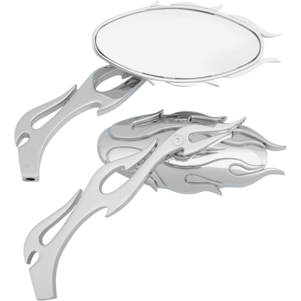 (image for) Drag Specialties Flame Oval Mirror - Chrome