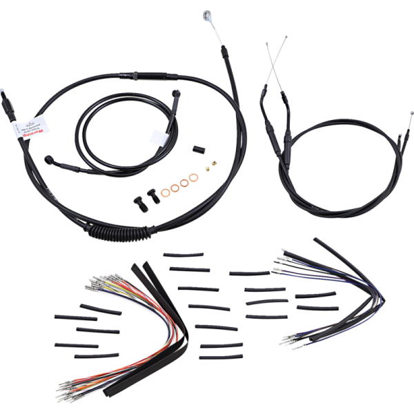 (image for) Burly Brand Black Handlebar Cable/Line Install Kit, For 16" Ape hanger bar