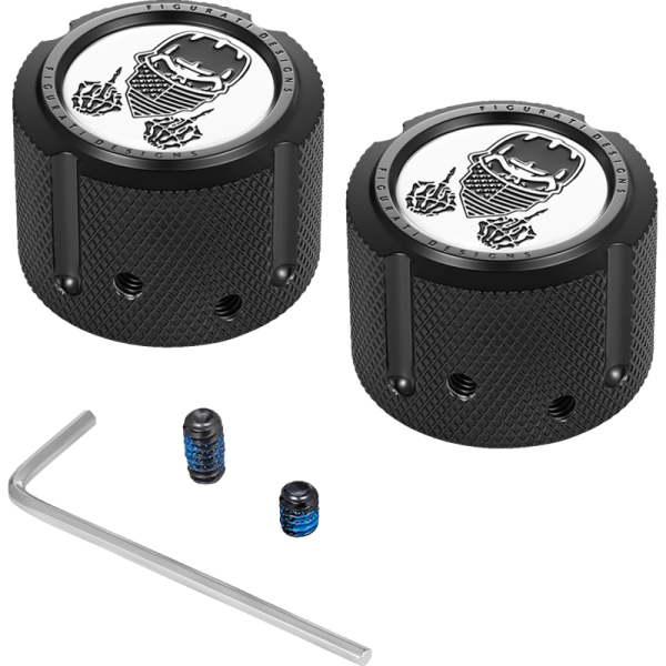 (image for) FIGURATI DESIGNS Axle Nut Cover Black w/ Masked Skull