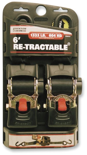 (image for) Erickson Retractable Ratcheting Tie-Down Strap, 2" x 6'