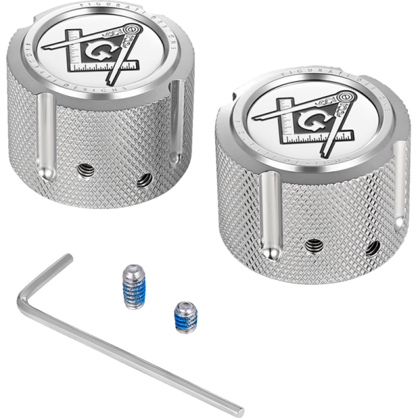 (image for) FIGURATI DESIGNS Axle Nut Cover Mirror w/ Masonic Emblem