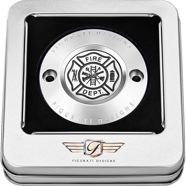 (image for) FIGURATI DESIGNS Timing Cover Mirror polished w/ Maltese cross Fire Dept.