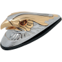 (image for) Large Chrome/Gold Eagle Head w/ Lights (Amber Eyes)