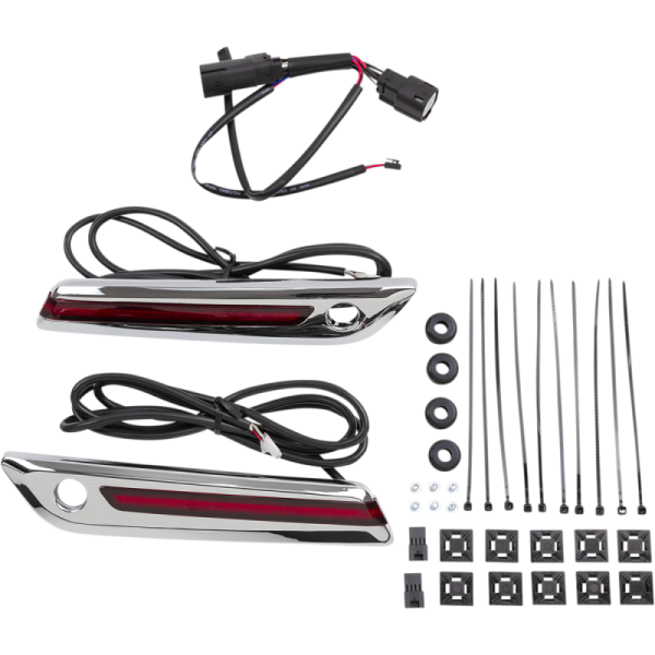 (image for) CIRO LLC LED Hinge Covers - Red/Chrome