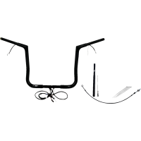 (image for) Pre-Wired EZ Install 1 1/4" Flat Top Handlebar Gloss Black 14" Rise