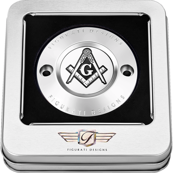 (image for) FIGURATI DESIGNS Timing Cover Mirror polished w/ Masonic emblem