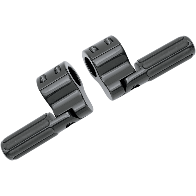 Clamp-On Ribbed Footpegs Black