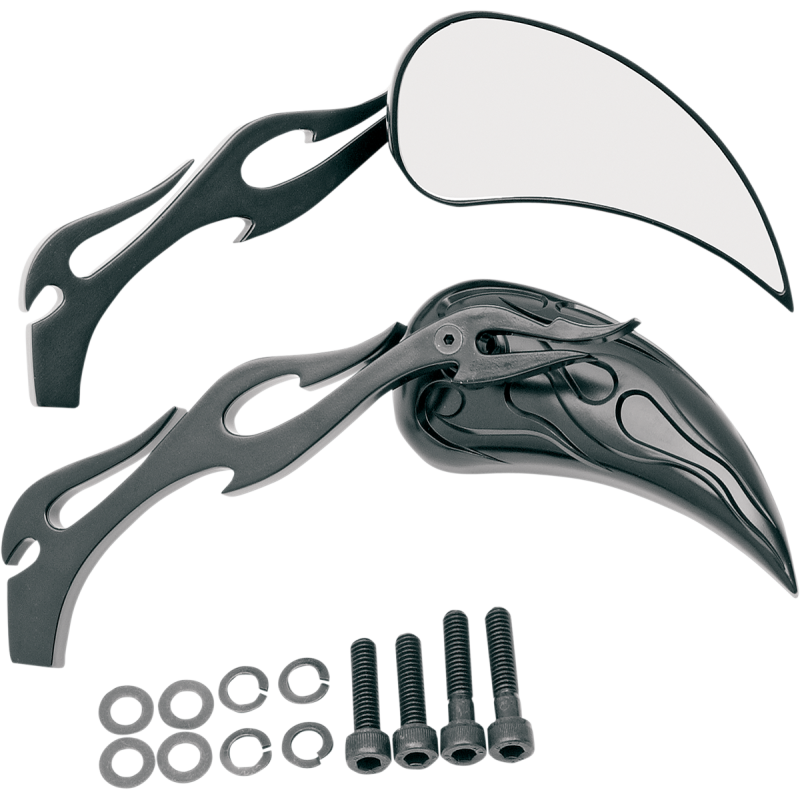 Flame Teardrop Mirror Black