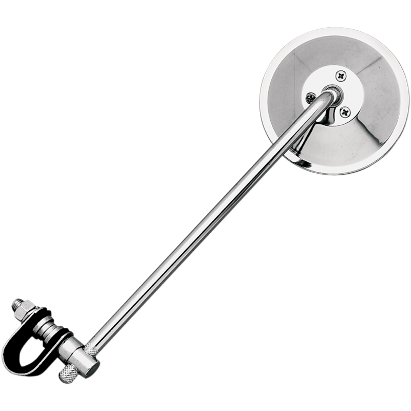 Stamped Steel Clamp-On Mirror, 4" Head, 10" Stem