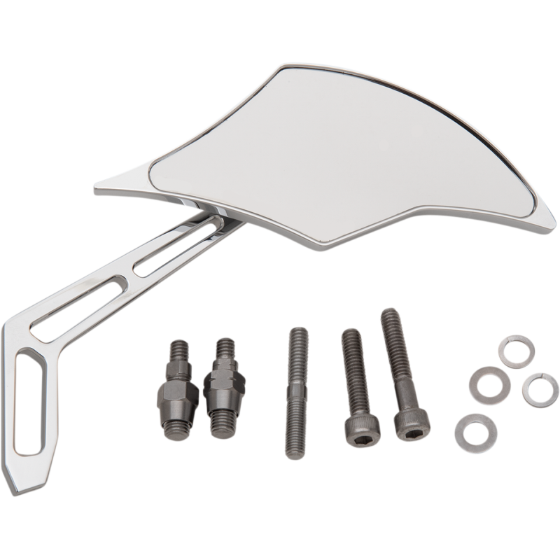 Billet Aluminum Mirror - Chrome Large Flame 7-1/8 Right