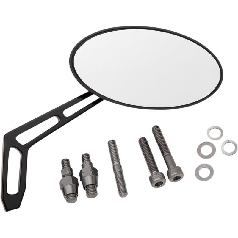 Billet Aluminum Mirror - All Black Oval Right
