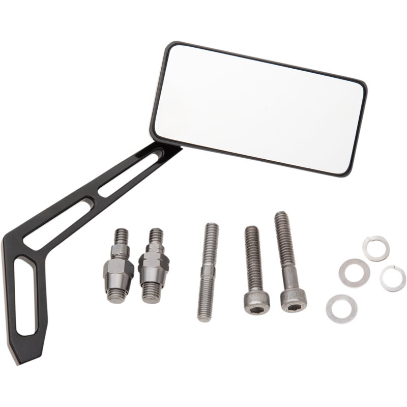 Billet Aluminum Mirror - All Black Rectangular Left
