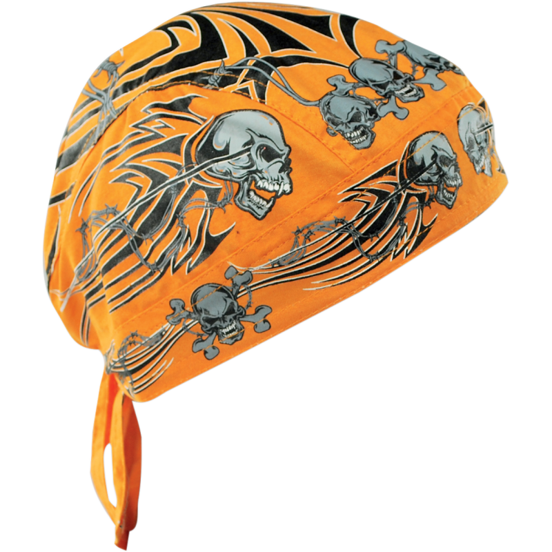 Flydanna Headwrap - Orange tribal skull