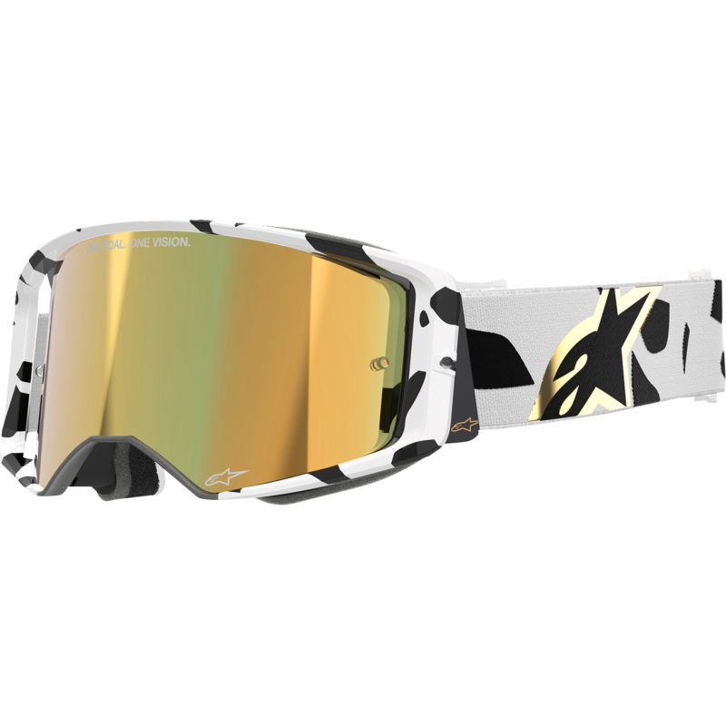 Alpinestars Supertech Goggle, Corp White/Gold with Mirror Gold Lens